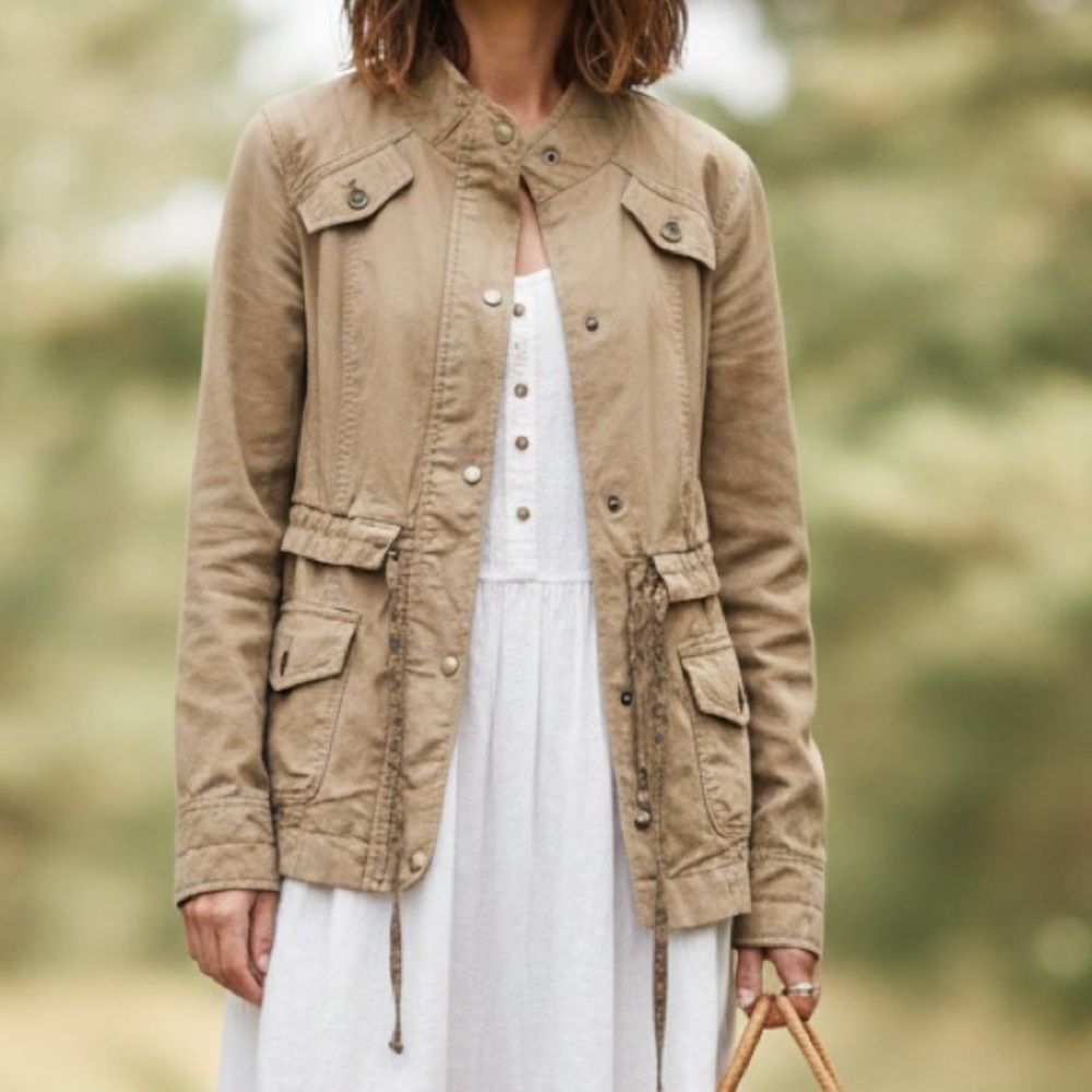 Tan Cotton Linen Field Utility Jacket Daughtersโ of the Liberation Size 10